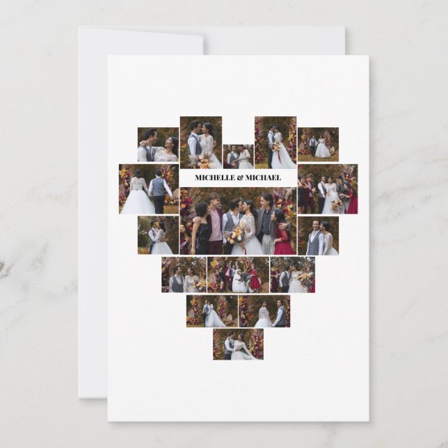 Design Your Own Love Heart Shaped Photo Collage Holiday Card (Front)