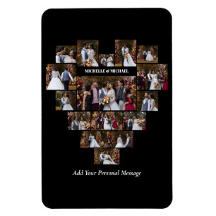 Design Your Own Love Heart Shaped Photo Collage Magnet