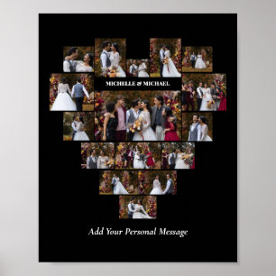 Design Your Own Love Heart Shaped Photo Collage Poster