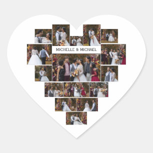 Design Your Own Love Heart Shaped Photo Collage Sticker