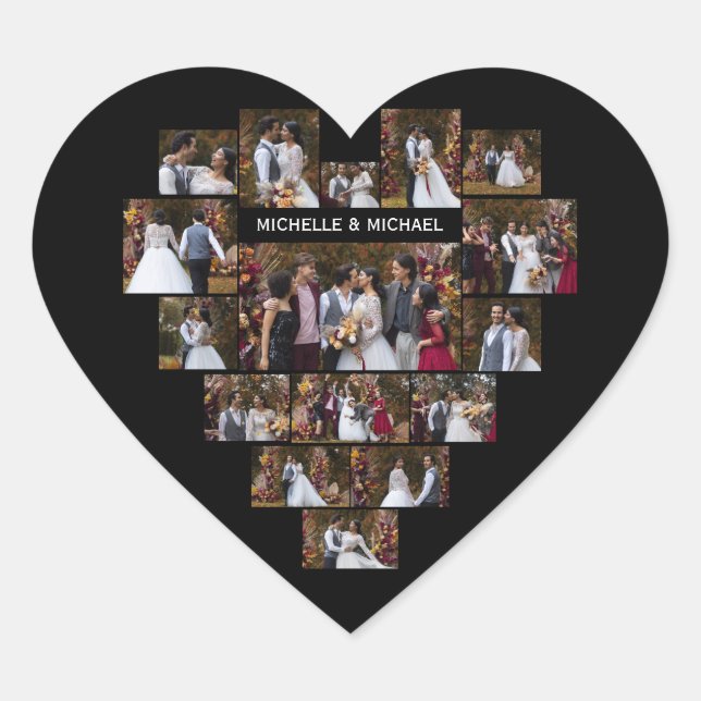 Design Your Own Love Heart Shaped Photo Collage Sticker (Front)