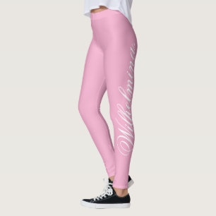 Design Your Own Name on Stylish Light Pink Leggings