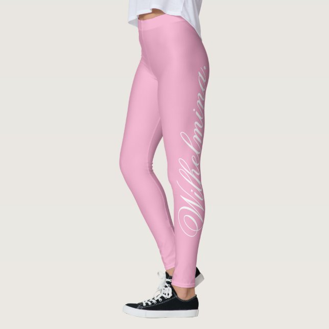 Design Your Own Name on Stylish Light Pink Leggings (Left)