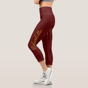 Design Your Own Name on Stylish Maroon Capri Leggings