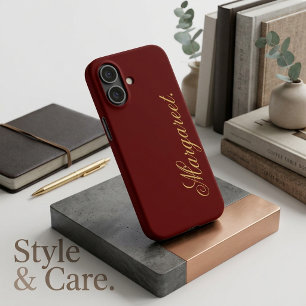 Design Your Own Name on This Maroon iPhone 16 Case