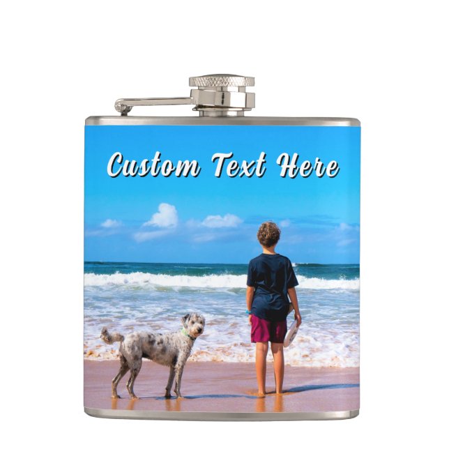 Design Your Own Pet Photo Flask Gift Custom Text (Front)
