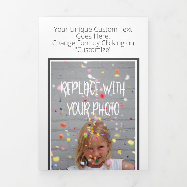 Design Your Own  Photo And Text Personalised Tri-Fold Holiday Card (Cover)