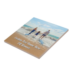 Design Your Own Photo Ceramic Tile Gift with Text
