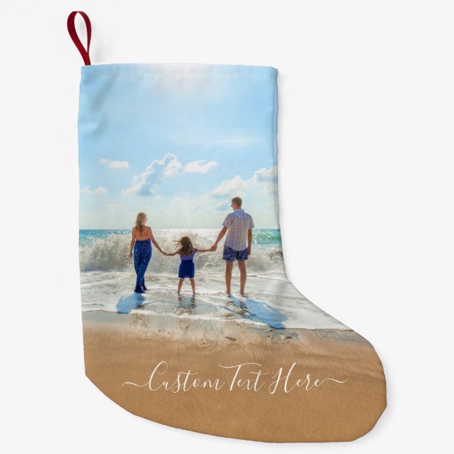 Design Your Own Photo Christmas Stocking with Text (Front)