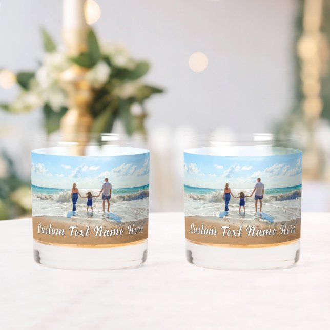 Design Your Own Photo Custom Text Personalised Whiskey Glass (Insitu (Wedding))