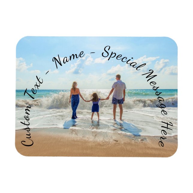 Design Your Own Photo Magnet Gift Custom Text Name (Horizontal)