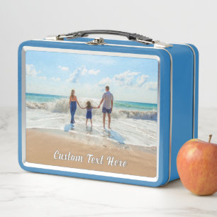 Design Your Own Photo Metal Lunch Box Custom Text