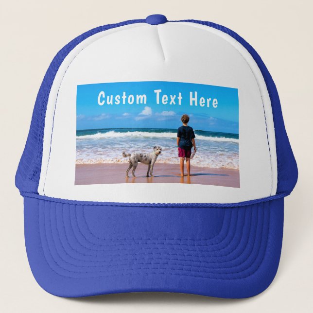 Design Your Own Photo Trucker Hat Gift Custom Text (Front)