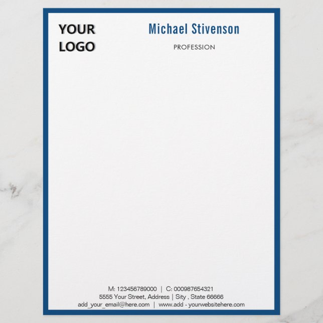 Design Your Own Professional Letterhead Template (Front)