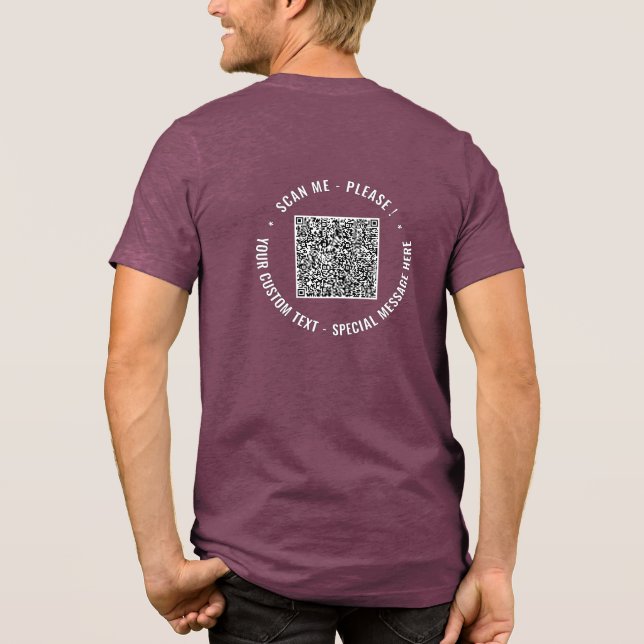 Design Your Own QR Code and Custom Text Example Tri-Blend Shirt (Back)