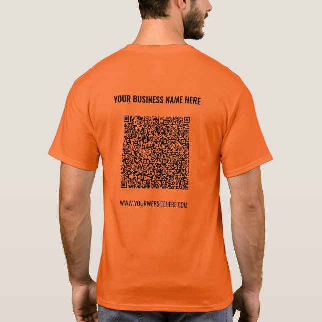 Design Your Own QR Code and Text Business T-Shirt (Back)