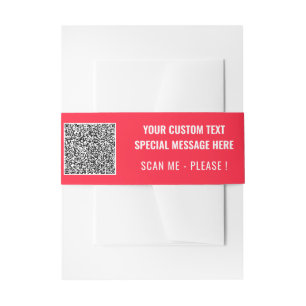 Design Your Own QR Code Belly Band Custom Text Invitation Belly Band