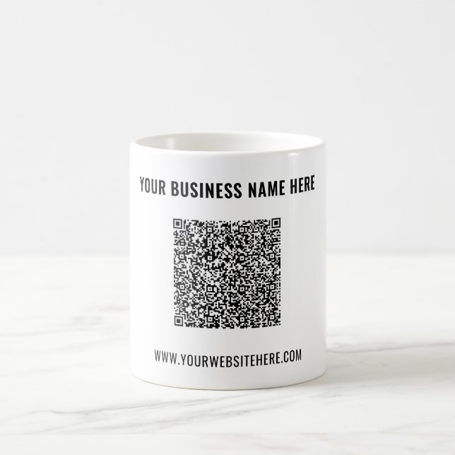 Design Your Own QR Code Coffee Mug Custom Text (Center)