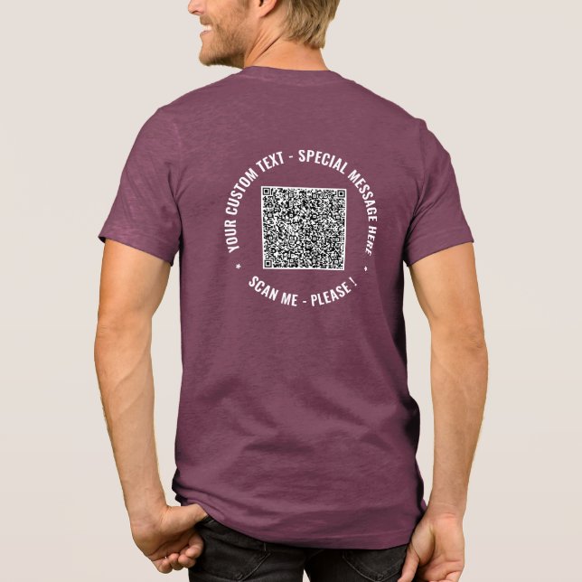 Design Your Own QR Code Custom Text Personalised Tri-Blend Shirt (Back)