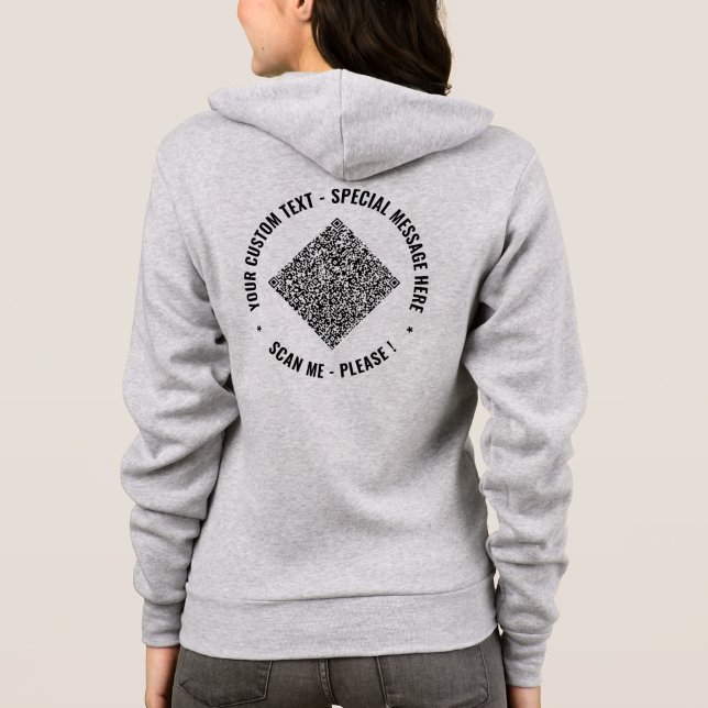 Design Your Own QR Code Hoodie with Custom Text (Back)