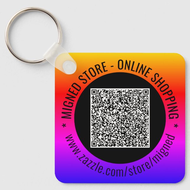 Design Your Own QR Code Keychain with Custom Text (Front)