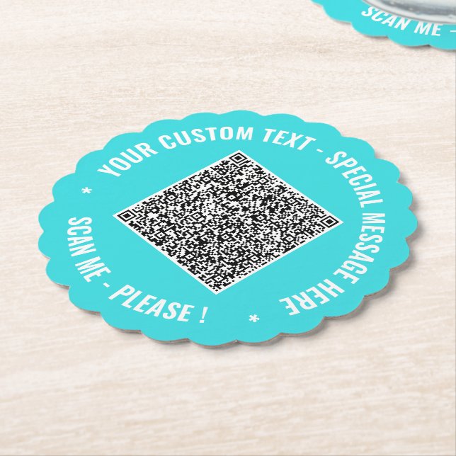 Design Your Own QR Code Paper Coasters Custom Text (Angled)