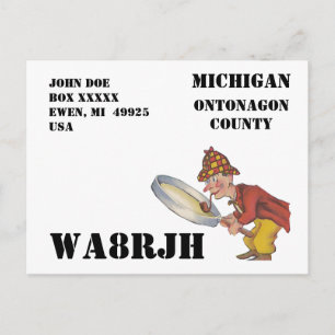 Design Your Own QSL HAM Radio Op magnifying glass Postcard