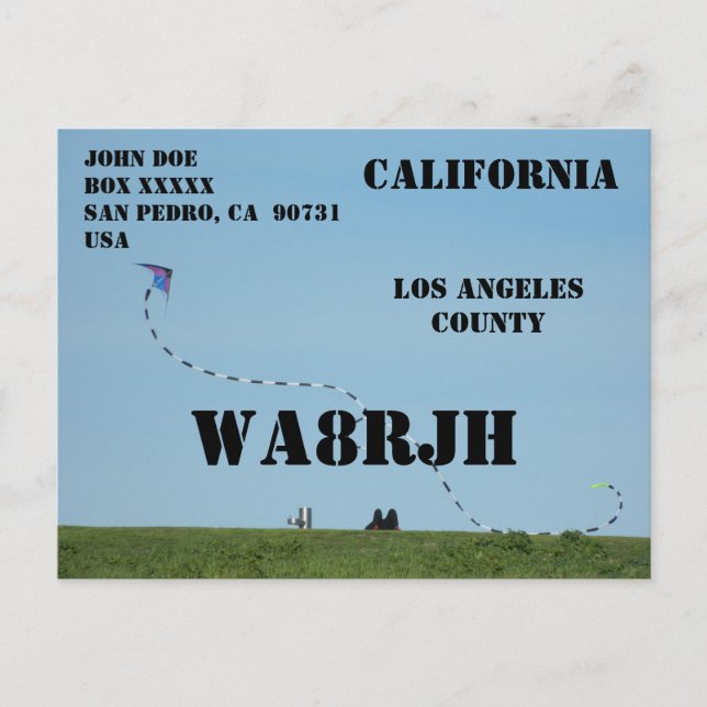 Design Your Own QSL HAM Radio Operator Kite Flight Postcard (Front)