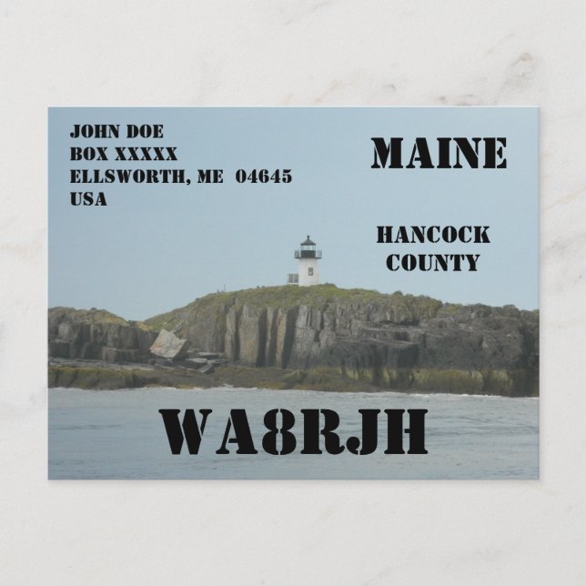 Design Your Own QSL HAM Radio Operator Lighthouse  Postcard (Front)