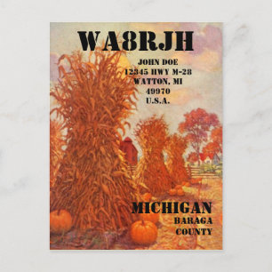 Design Your Own QSL HAM Radio Operator Op Harvest Postcard