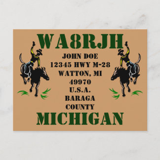 Design Your Own QSL HAM Radio Ops Card Bronc Rider