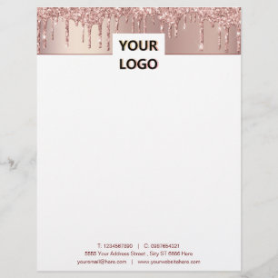 Design Your Own Rose Gold Glitter Letterhead