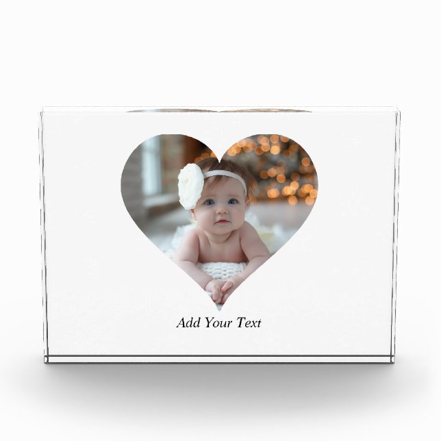 Design Your Own Single Heart Shaped Photo Block (Front)