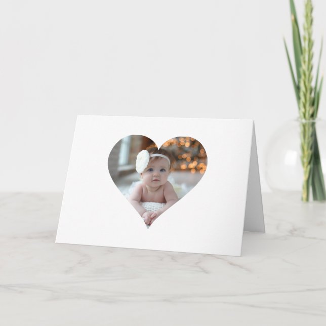 Design Your Own Single Heart Shaped Photo Card (Front)