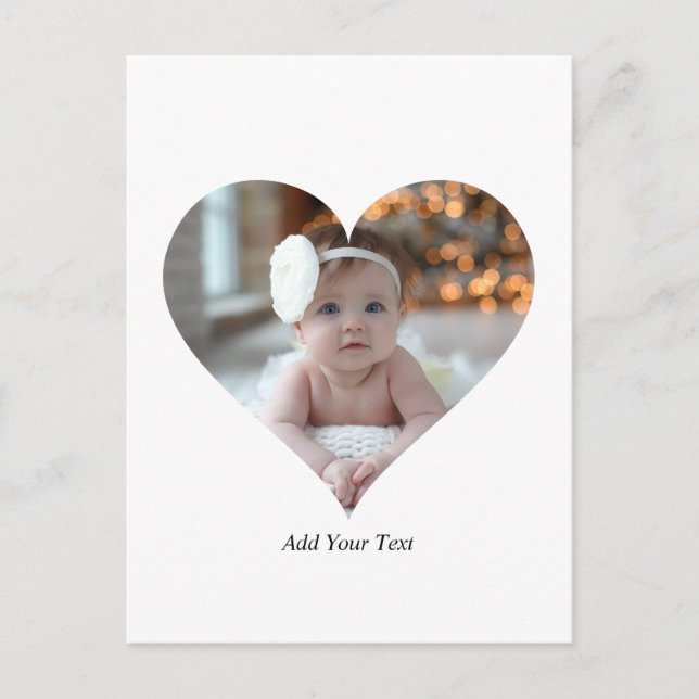 Design Your Own Single Heart Shaped Photo Postcard (Front)