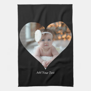 Design Your Own Single Heart Shaped Photo Tea Towel