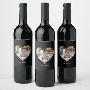Design Your Own Single Heart Shaped Photo Wine Label