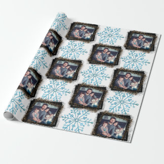 Design Your Own SnowFlake Leopard Family Photo Wrapping Paper