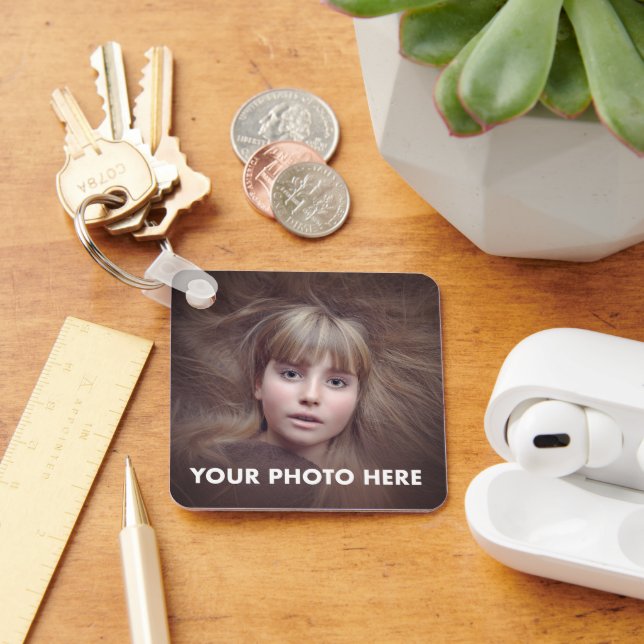Design Your Own SQUARE ALUMINUM PHOTO KEYCHAIN (Desk)
