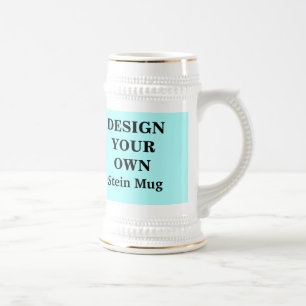 Design Your Own Stein Mug - Light Blue and White