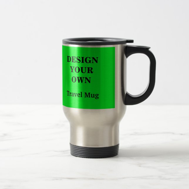 Design Your Own Travel Mug - Green and Silver (Right)