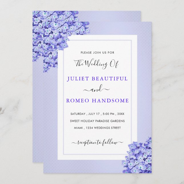 Design Your Own Violet Wedding Invitation Template (Front/Back)