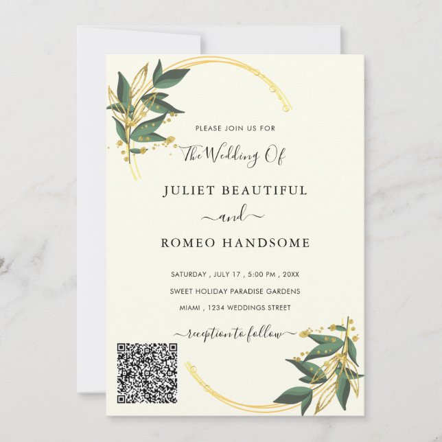 Design Your Own Wedding Invitation with QR Code (Front)