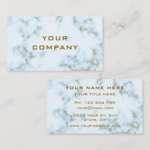 Design Your Own White Gold Marble Business Card