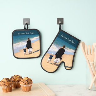 Design Your Own with Photo and Custom Text Oven Mitt & Pot Holder Set