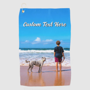 Design Your Pet Photo Golf Towel Personalised Text