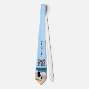 Design Your Photo Neck Tie with QR Code and Text