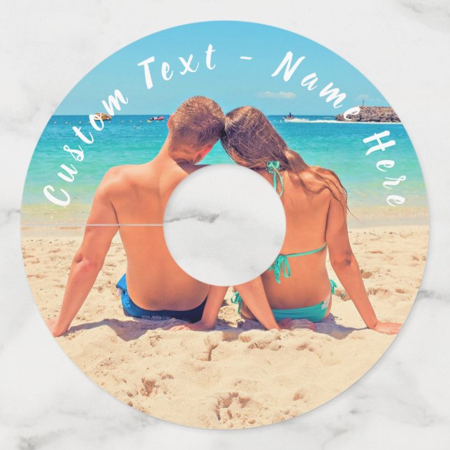 Design Your Photo Wine Glass Tag Personalised Text (Front)