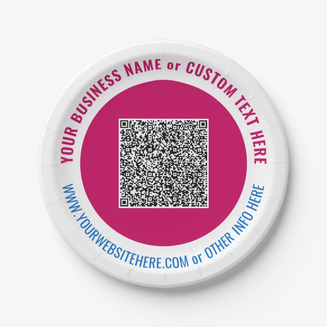 Design Your QR Code and Text Paper Plates Example (Front)