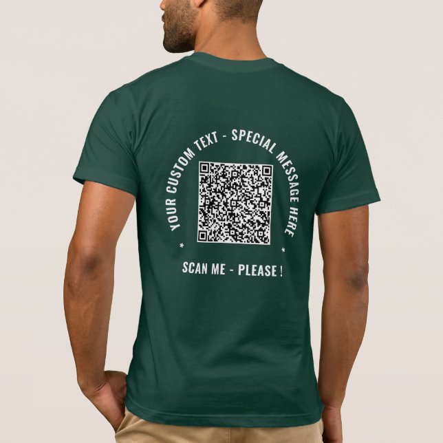 Design Your QR Code T-Shirt Personalised Text Info (Back)